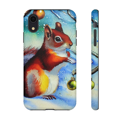 A Squirrel Decorates the Forest for Christmas - Impact Resistant Phone Case iPhone XR Matte